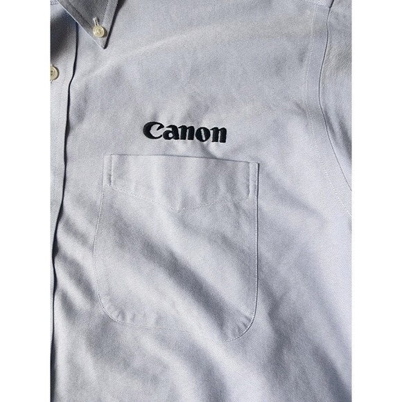 LL BEAN CANON PHOTOGRAPHY SHIRT MENS SIZE‎ LARGE BUTTON DOWN EMBROIDED BLUE EUC! - Picture 3 of 9